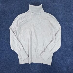 Joseph A Sweater Womens Medium Mocha Heather Turtleneck Button Cuff Pullover New